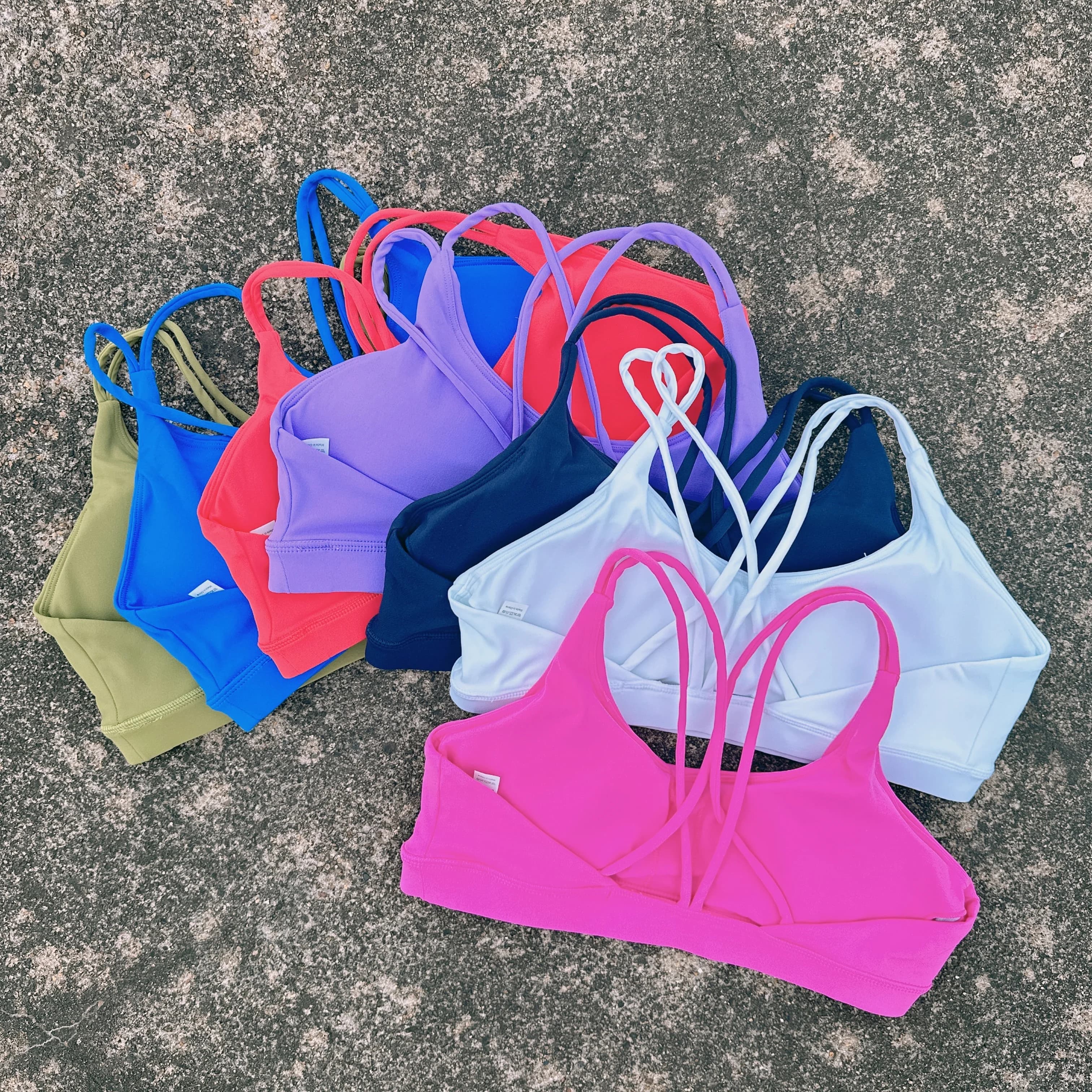 High strength soft women's cross-fit fitness bra, tight sports top, full workout, gym, yoga, underwear with padding on the chest