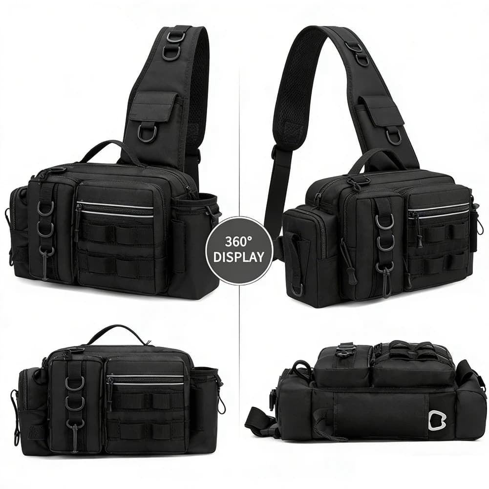 Adjustable Shoulder Fishing Backpack Oxford Fabric Waterproof for Hiking and Fishing Outdoor Camping