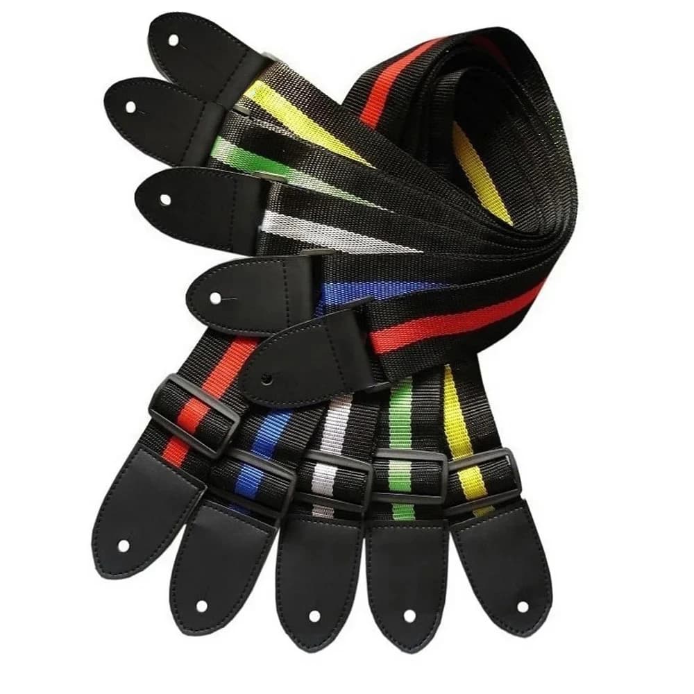 Cinturino per chitarra cintura a righe colorate in pelle di Nylon chitarra acustica spalline elettriche per basso accessorio per cinturini per chitarra elettrica
