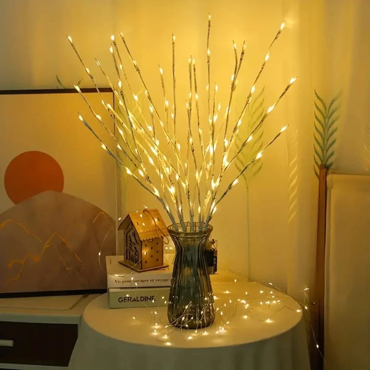 1pc luci di ramo di betulla bianco a batteria 20 lucine a LED rami di salice illuminati per la decorazione del camino della camera da letto di casa