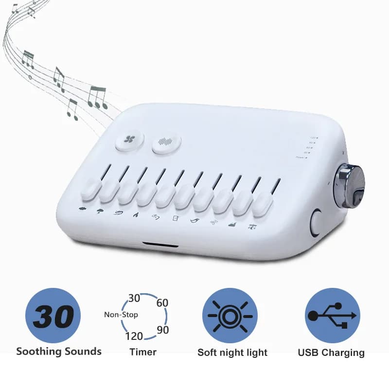 Macchina del rumore bianco ricaricabile USB con timer, ideale per il sonno, monitor per il monitoraggio del sonno dei neonati, giocattolo sonoro a rumore bianco