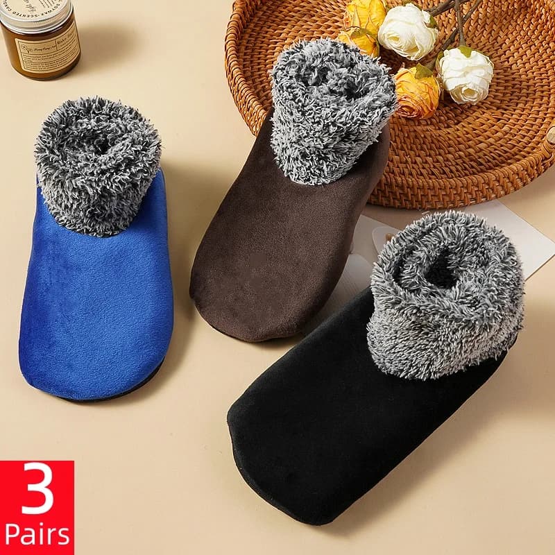 3 Pairs/Lot Adult Winter Thick Warm Anti-Slip Floor Socks Snow Socks Warm Plush Circle Home Sleeping Socks Indoor Slipper Socks