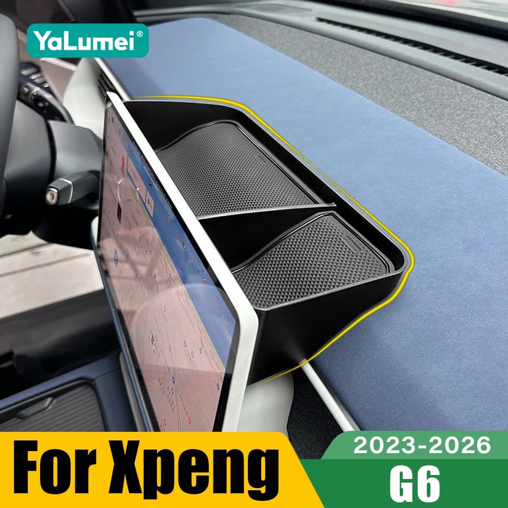 For Xpeng G6 2023 2024 2025 2026 Navigation Screen Behind Storage Box Car Dashboard Organizer Tray Hidden Container Accessories