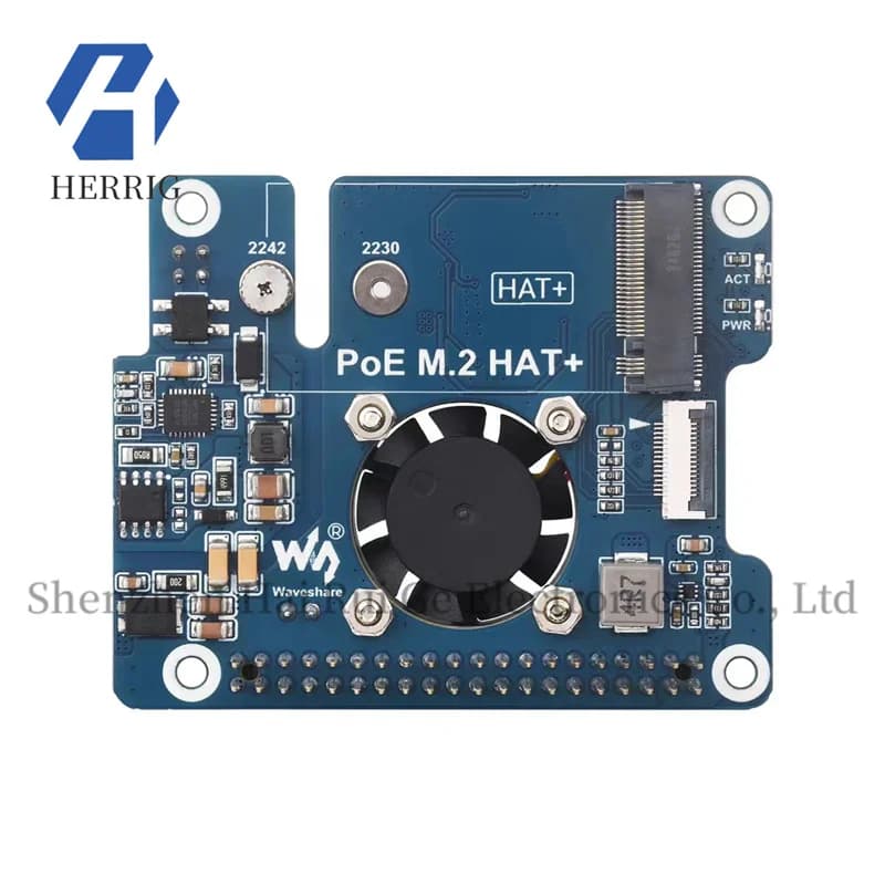 Raspberry Pi 5 Interfaccia PCIe a M.2 Protocollo NVMe Scheda di espansione Ethernet PoE HAT con ventola di raffreddamento