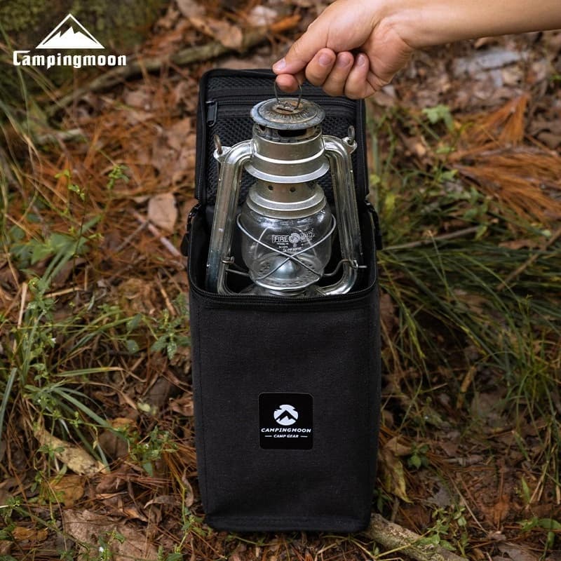 CAMPINGMOON BKT-9-BC Camping Large Capacity Lamp Bag Reinforced Canvas for Lamp, Gas Canister, and Stove Storage