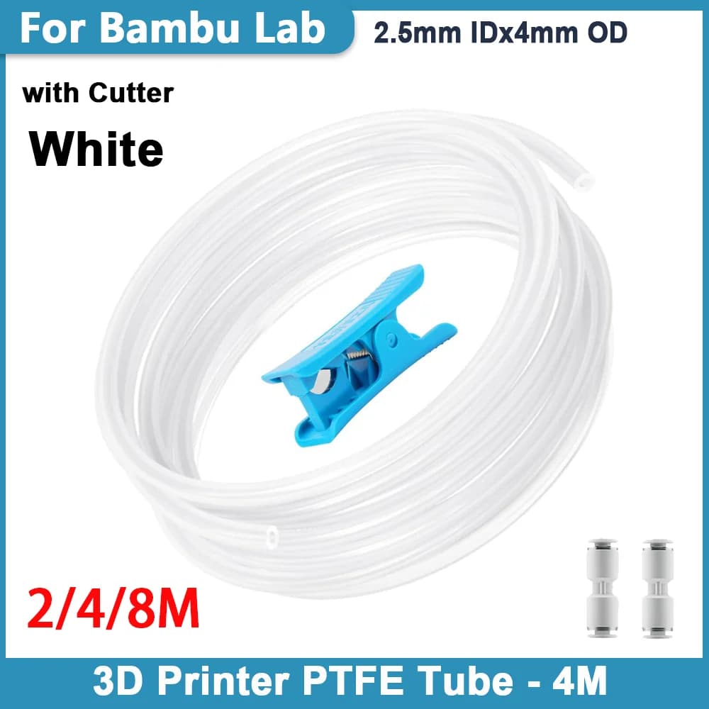 Ultra-Smooth PTFE Tube for Bambu Lab A1/A1 mini AMS/P2S/P1S/X1C,2.5mm IDx4mm OD for 1.75mm filament, Bowden Tube Ideal for PLA