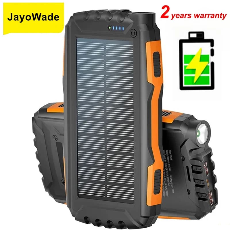 JayoWade 42800mAh Solar Power Bank Caricatore portatile impermeabile 22.5W Powerbank a ricarica rapida per iPhone Samsung Xiaomi Poverbank