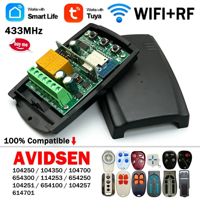 Modulo di controllo remoto WIFI universale Tuya Smart Switch da 433 MHz per AVIDSEN 114253 104250 654300 104251 104700 614701 ecc.