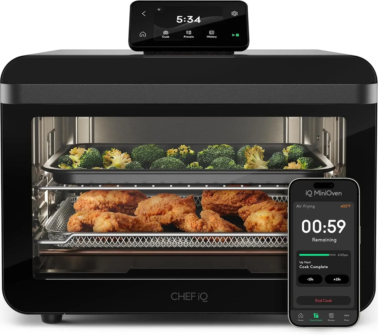 11-in-1 Smart Toaster Oven and Air Fryer Combo, Countertop Convection Oven with 25 Qt Capacity, 1750W, Fast Cooking via Touchscr