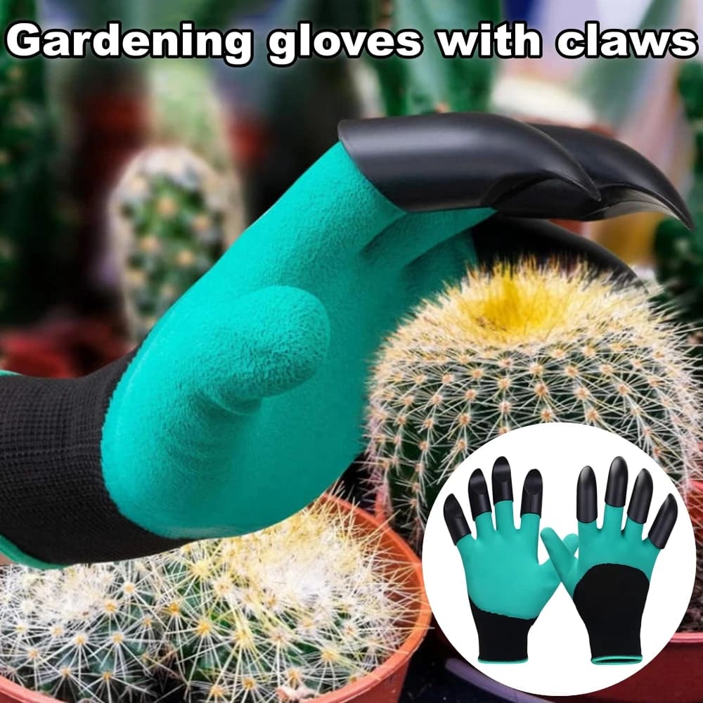Guanti in lattice da giardinaggio con artigli, resistenti, impermeabili e anti-puntura per scavo, piantumazione e diserbo