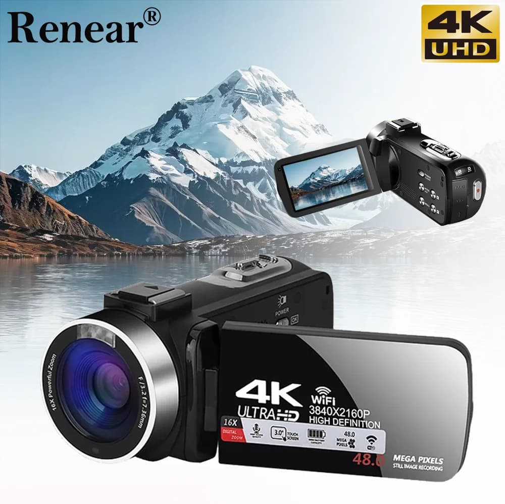 Video Camara 4K professionale per Youtube Likee Ins e Streaming Vlog con zoom digitale 16x Videocamera per visione notturna a infrarossi Wifi