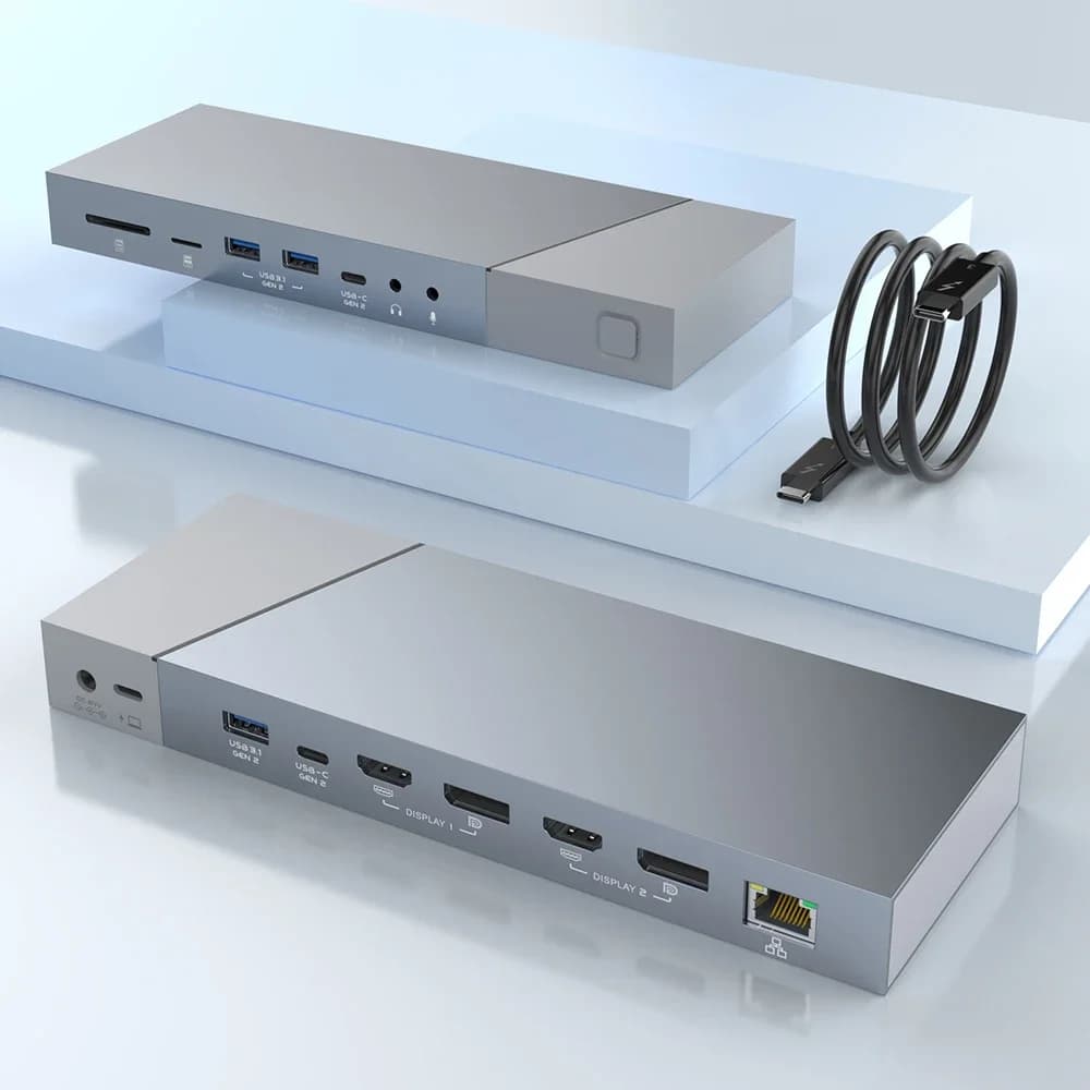 Rocketek Dual Monitor Displaylink Docking TF4.0 Tipo c Multi Porta USB Hub di ricarica USB c