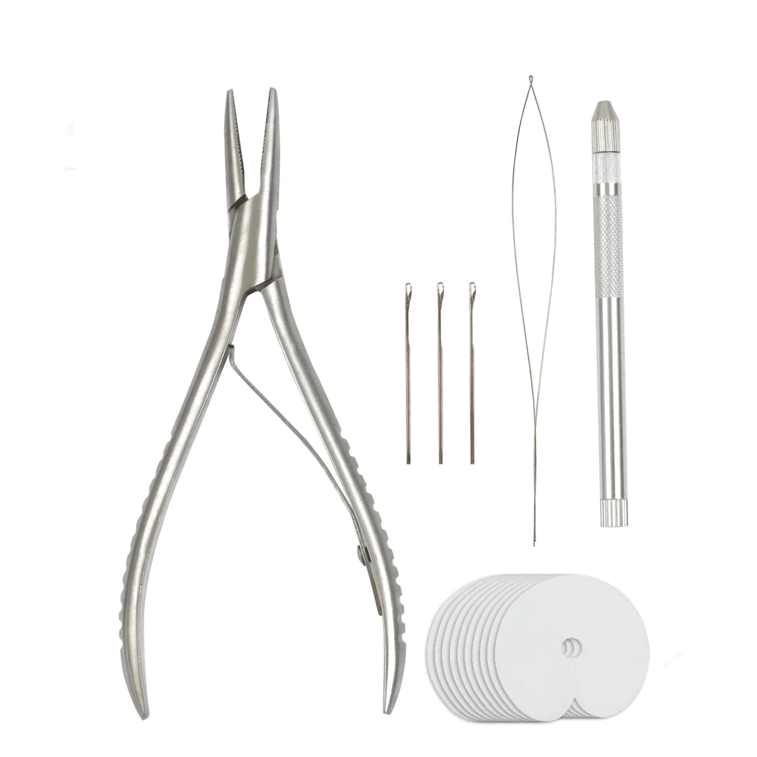 Kit di Strumenti per Extension di Capelli Pre-Incollati: Pinze in Acciaio Inossidabile 4-in-1, Ago per Uncinetto e Protezioni Termiche