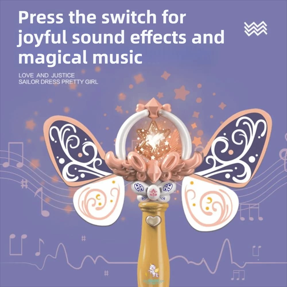 Bacchetta Magica con Musica e Luci, Giocattolo Rotante e Luminoso, Bacchetta da Principessa con Effetti Luminosi, Scettro Magico per Bambine