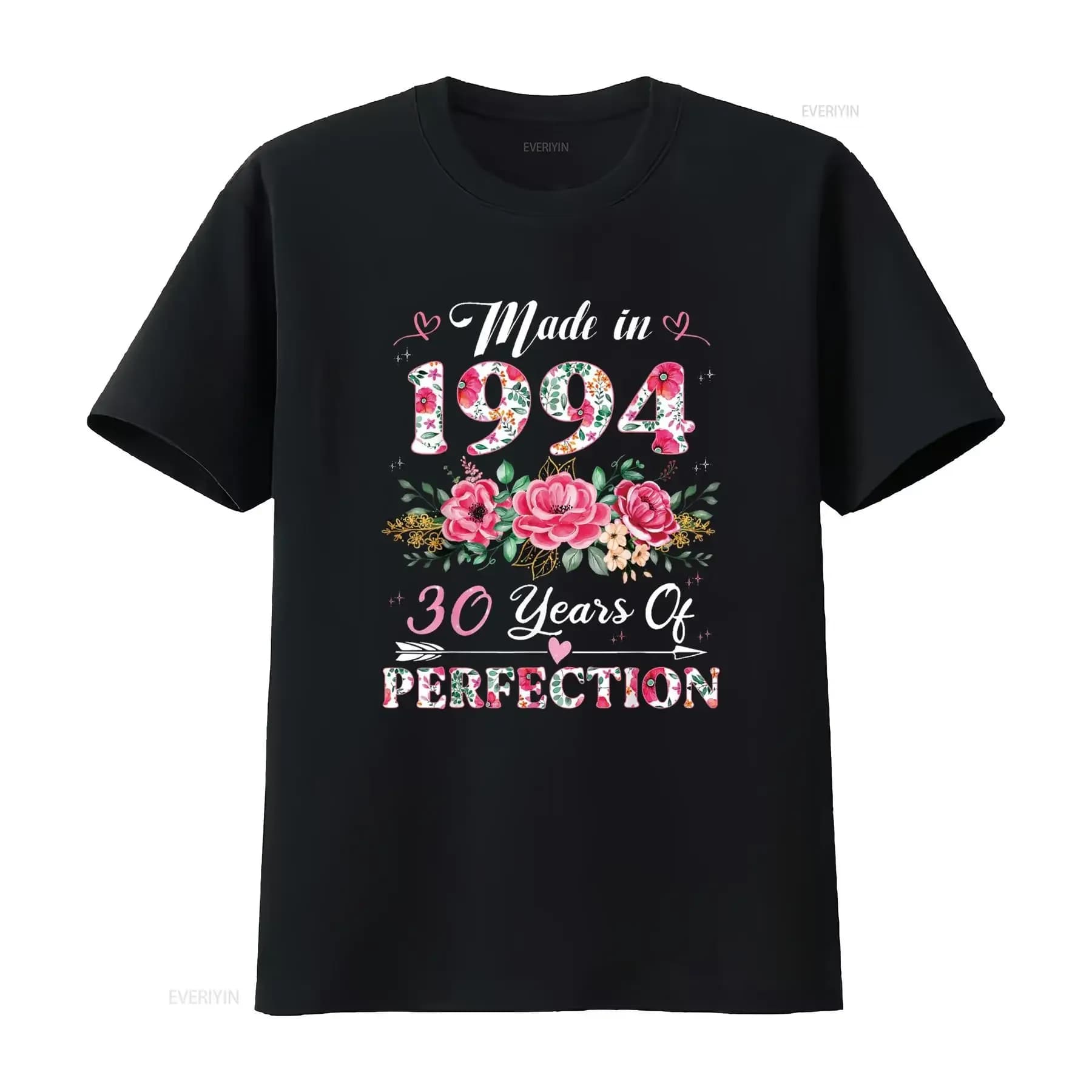30 anni realizzato nel 1994 T-shirt da donna floreale per il 30° compleanno vintage lavata traspirante unisex leggermente casual morbida ed elegante