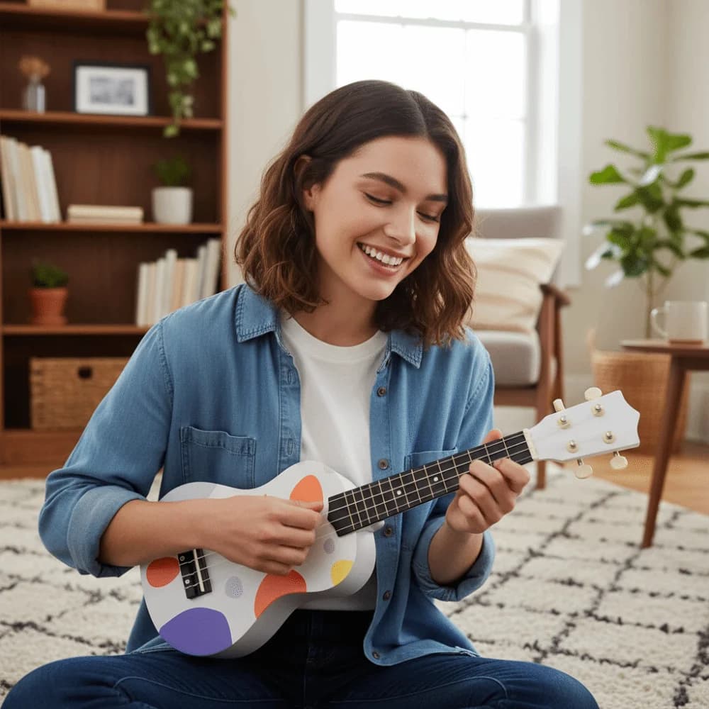 Regali Ukulele da 21 Pollici a 4 Corde, Corpo in Legno, Mini Chitarra per Principianti e Bambini