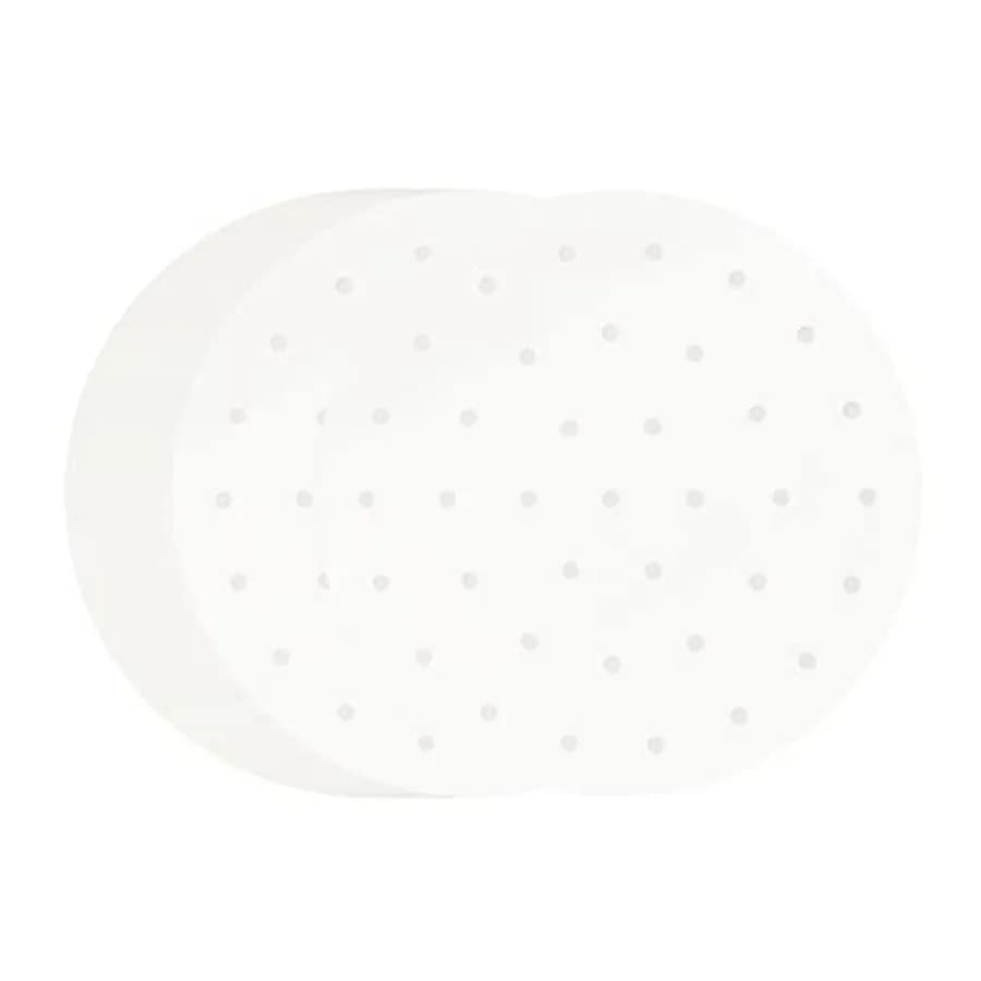 100 PCS Bamboo Steamer Liner, 10" Round Air Fryer Parchment Paper with Holes, White Anti-Stick Steamer Paper