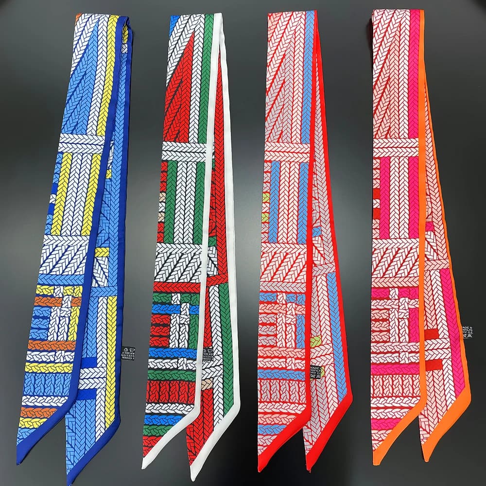 2024 New Rope Print Women's scarf luxury silk scarf hair belt scarf Skinny scarves design neck handkerchief