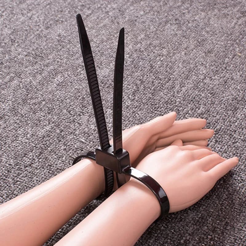 1 Pz/lotto 14x12x0.8 Cm Manette Della Polizia di Plastica Doppio Polsino Flex Manette Usa E Getta Zip Tie Nylon Fascette Flex Polsini