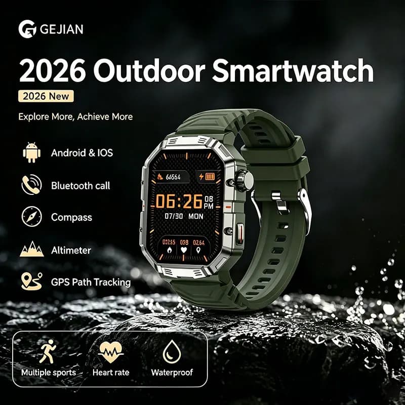 Nuovo Smartwatch Outdoor 2026 con Schermo HD da 2,02", Monitoraggio della Frequenza Cardiaca, Chiamate BT, Impermeabile IP68 per Android iOS