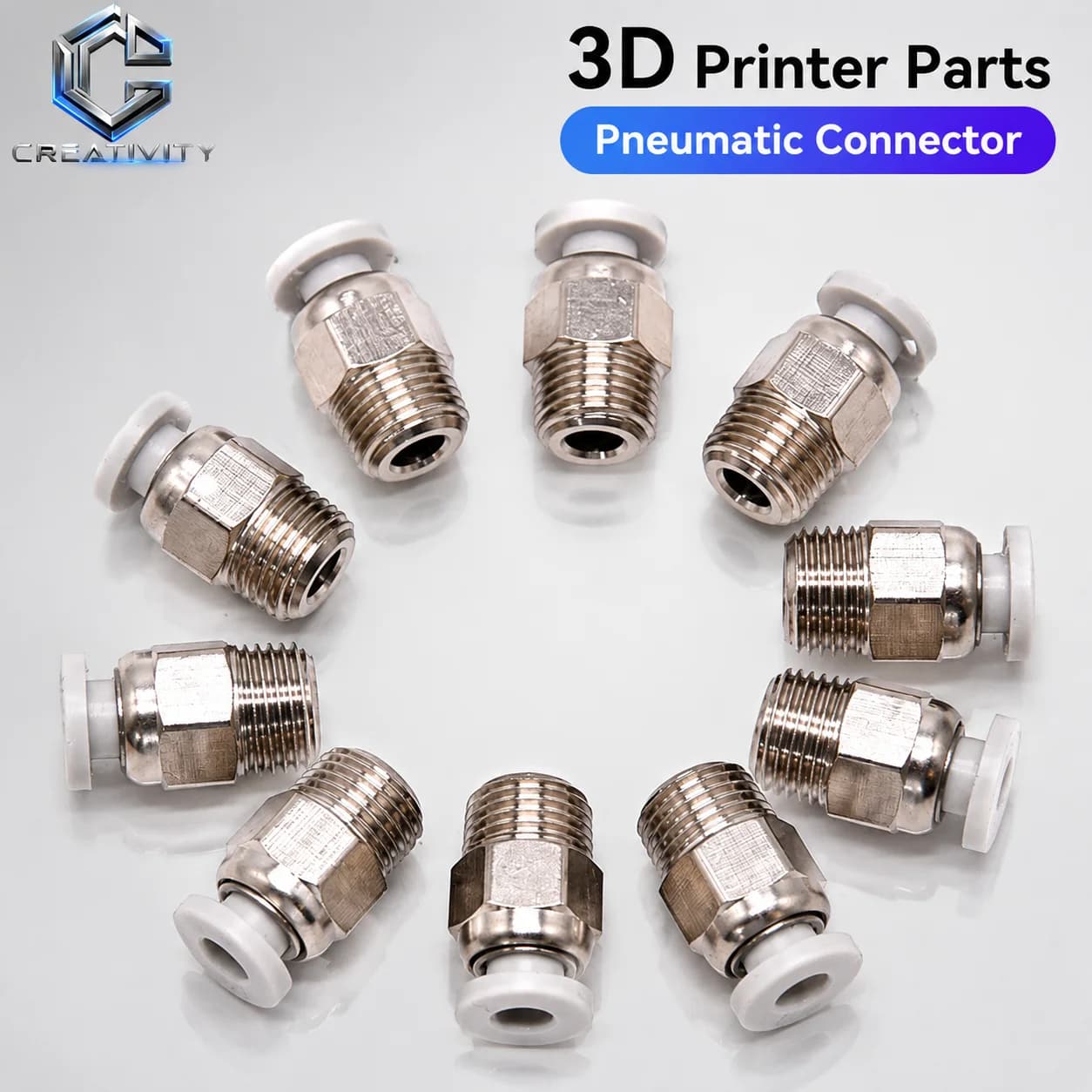 Connettore Pneumatico Maschio Diritto PC4-M10 per Tubo, Raccordo Push-to-Connect PC401 per Estrusore Bowden Stampanti 3D Creality Serie CR10 Ender3