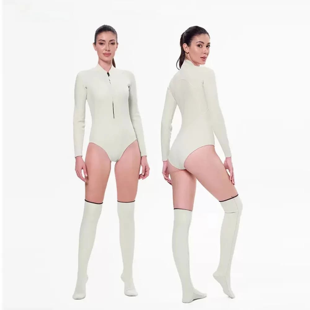Professional 2MM woman's dive, long sleeves, for snorkeling, hot, sun protection, white