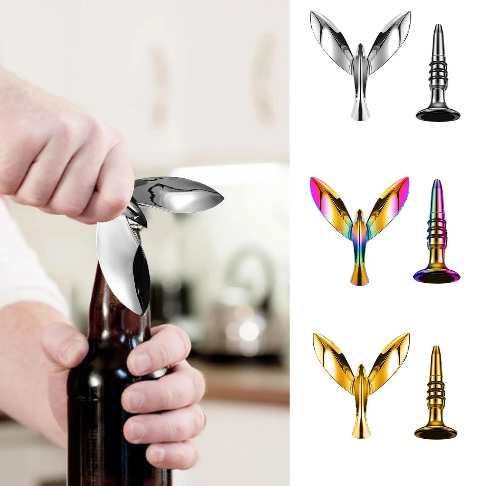 Apribottiglie Volante a Forma di Uccello, Apribottiglie Galleggiante in Lega di Zinco, Decorazione da Tavolo per Bar e Cucina