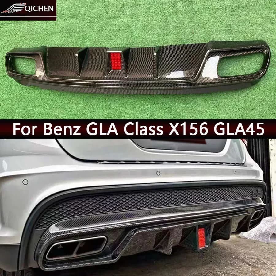 Diffusore posteriore in fibra di carbonio per Mercedes Benz GLA Classe X156 GLA45, splitter, spoiler, labbro posteriore, accessori auto, kit carrozzeria