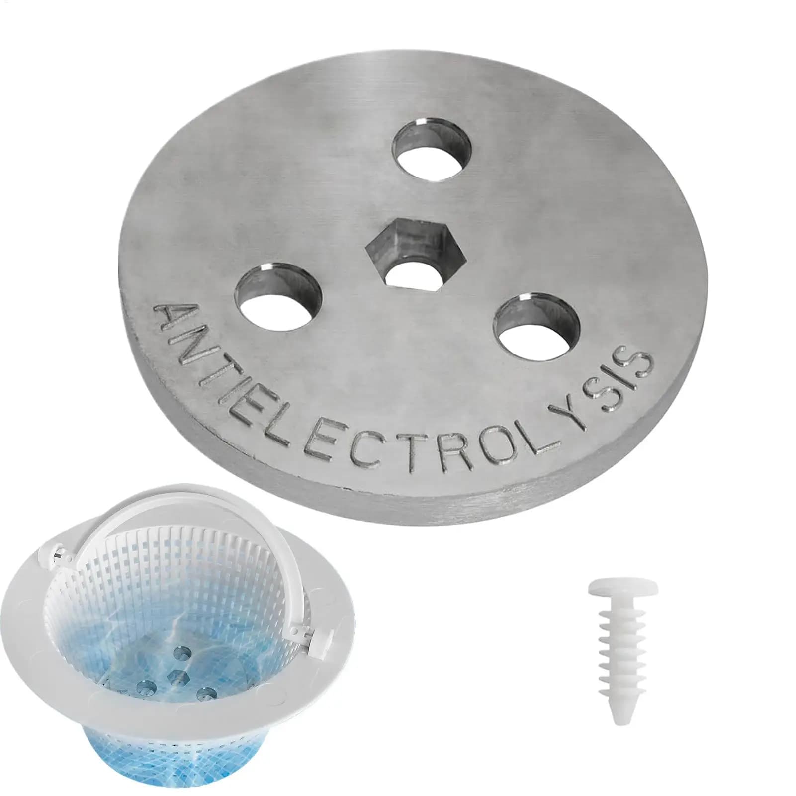 Zinc Anode for Saltwater Pool Anti-Electrolysis Plate Bolt Internal Weight with Screws Equipment Protection Accessories