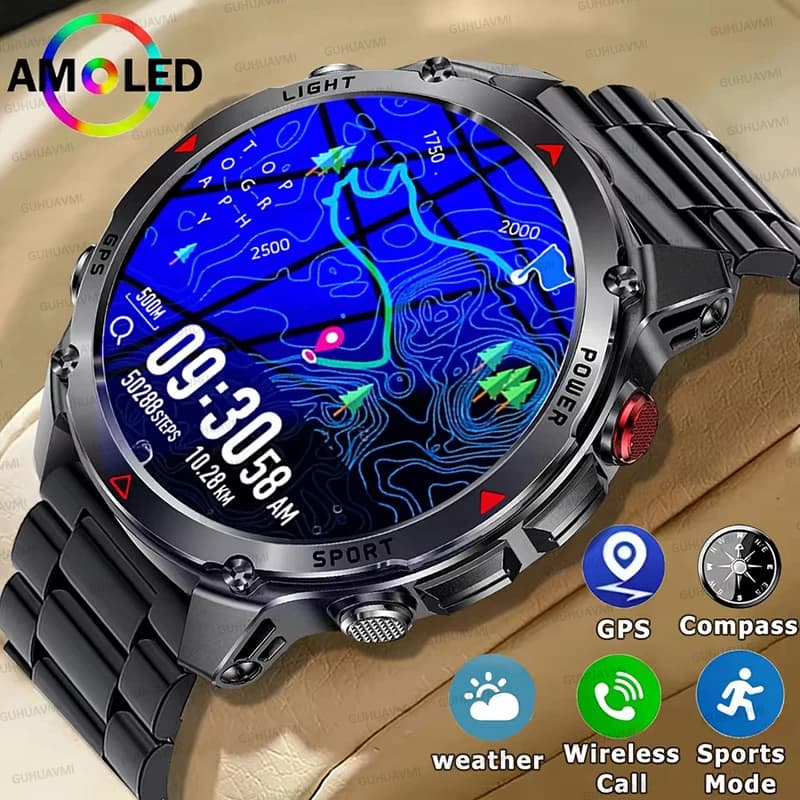 Smartwatch Edizione Globale con GPS Integrato, Bussola Militare, Altimetro, Torcia LED, Impermeabile 3ATM, Chiamate HD, Orologio Sportivo per Nuoto