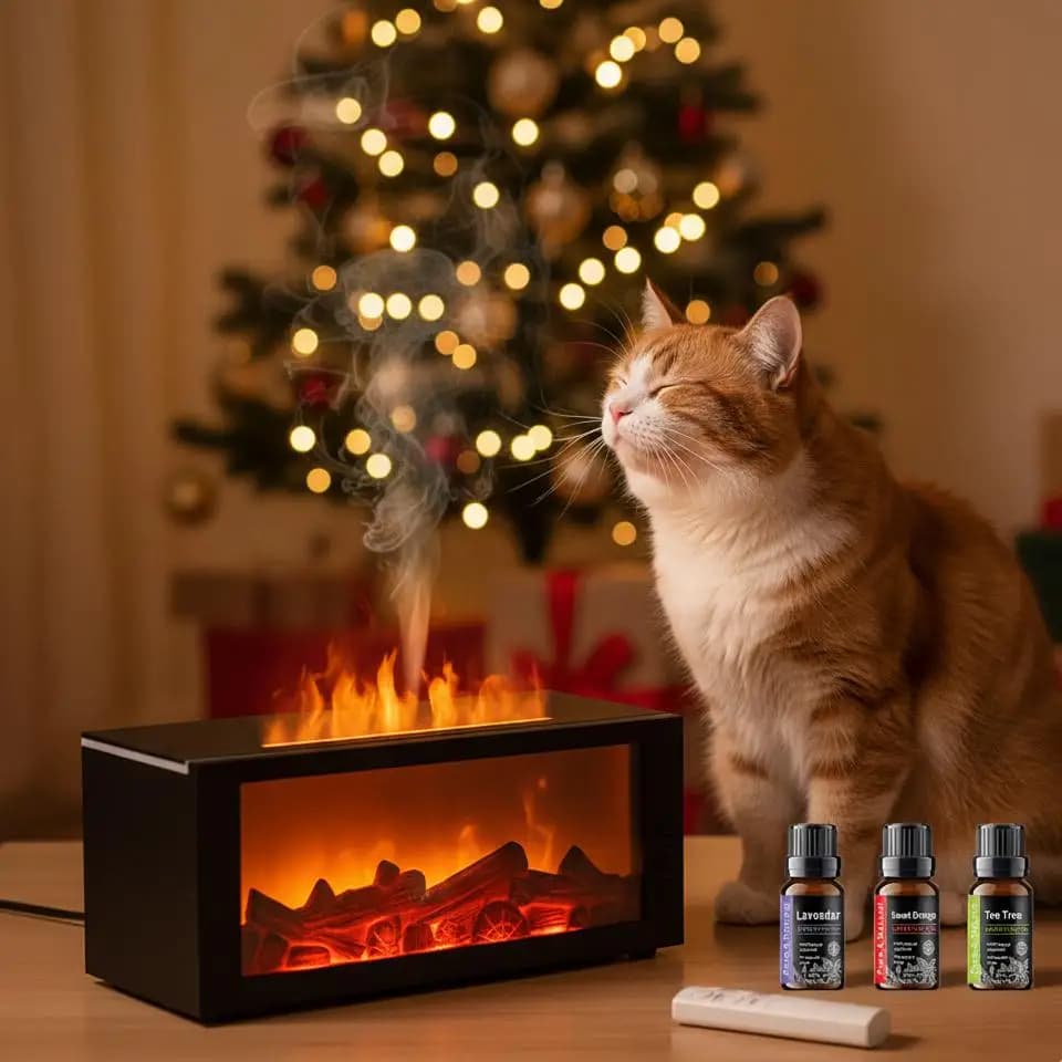 Diffusore di oli essenziali da 300 ml con fiamma colorata, macchina per aromaterapia, umidificatore d'aria, spegnimento automatico, timer e telecomando per la casa