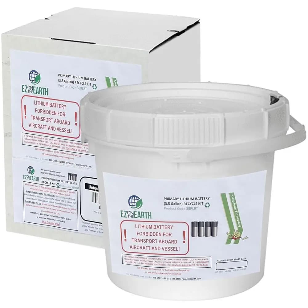 Contenitore per il riciclaggio di batterie al litio primarie – 3,5 galloni, contenitore per lo smaltimento di batterie con coperchio che contiene fino a 41,8 libbre di batterie - Re