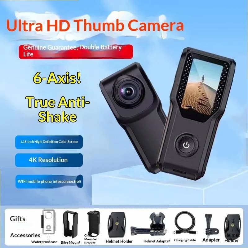 Action Camera 4K con Anti-Shake e WiFi, Videocamera Sportiva Impermeabile per Vlogging, Ciclismo e Registrazione di Guida