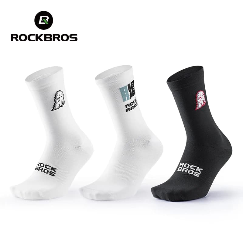 ROCKBROS Calzini da ciclismo Traspiranti Traspiranti Calzini alti elastici morbidi al ginocchio Uomo Donna Sport all'aria aperta da jogging Calzini da ciclismo