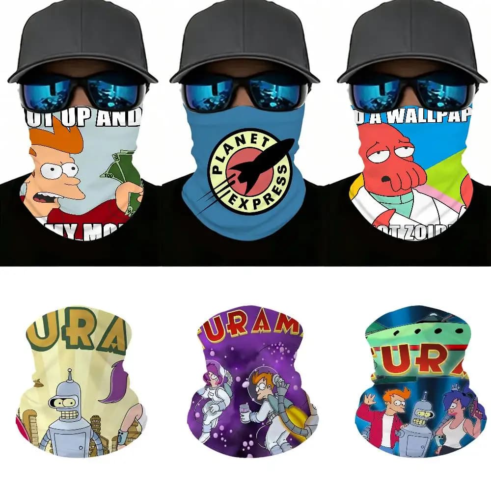 Cartoon F-Futurama High Elastic Breathable Face Mask Neck Gaiter Tube Scarf for Motorcycle Ski Outdoor Use