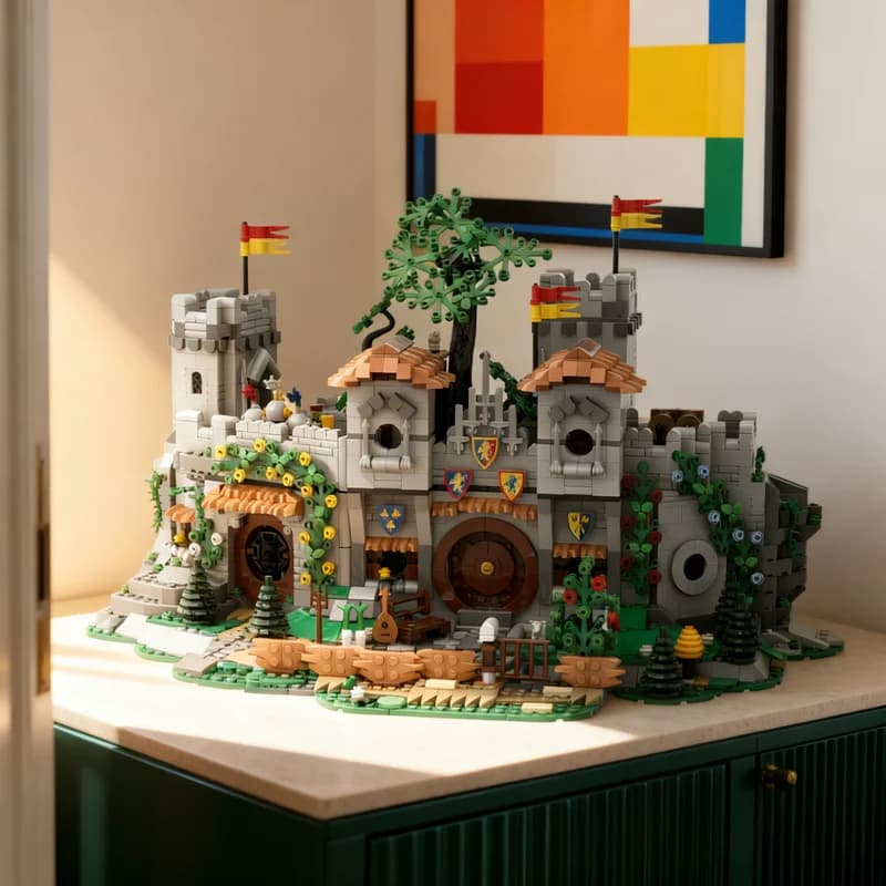 2925 pz MOC Castello Fortificato dei Cavalieri del Leone, Modellino di Blocchi da Costruzione, Giocattolo Regalo Creativo da Esposizione, Oggetto da Collezione da Scrivania, Premium per Adulti