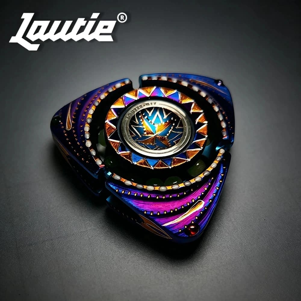 LAUTIE BIT-04 Titanium Blue Fidget Spinner DIY Carve Luminous Gyro Anxiety Relief Gadgets Adult Sensory Toys
