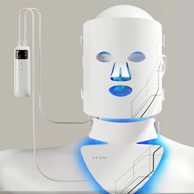 Dispositivo competitivo di bellezza per il sollevamento delle vibrazioni con maschera facciale a LED a 4 colori per la cura personale della pelle Ringiovanimento della pelle del collo del viso