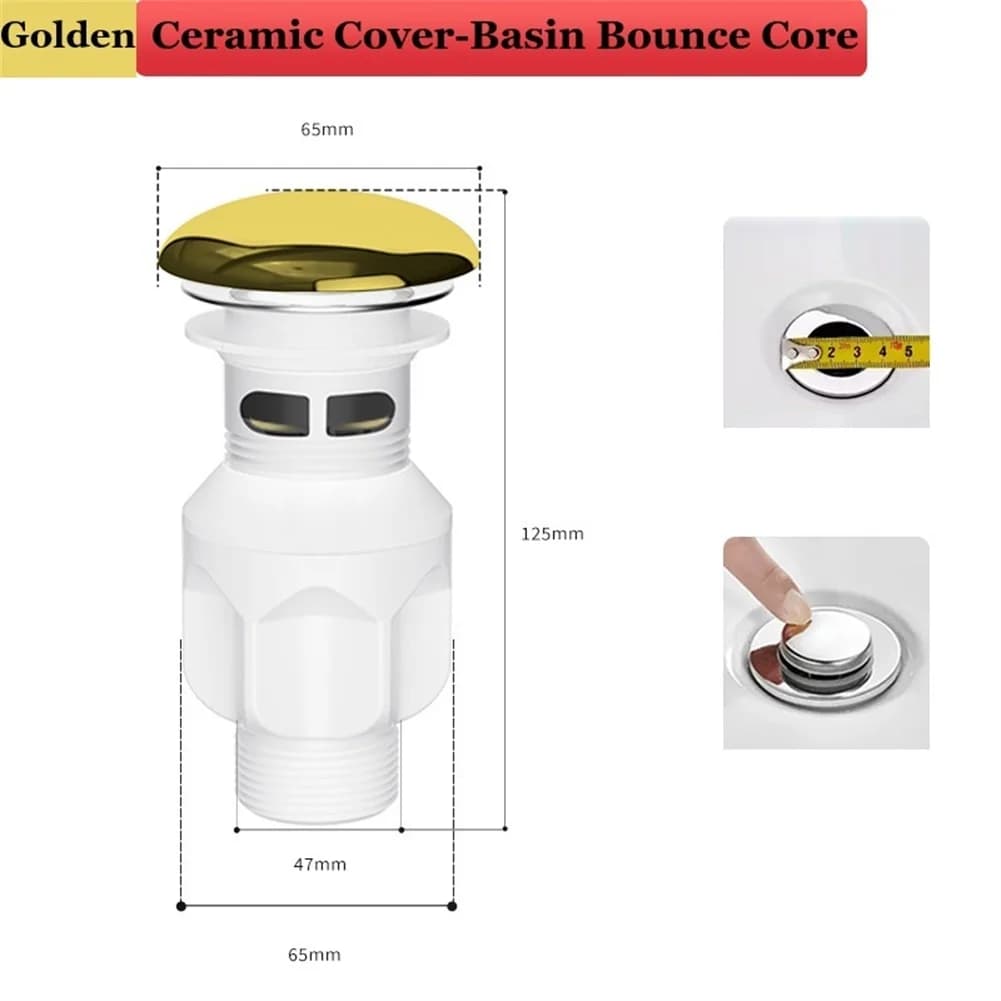 Tappo per Scarico Lavabo in Porcellana con Cestello Rimovibile per Detriti e Guarnizione in Silicone per un Controllo degli Sversamenti a Prova di Perdite