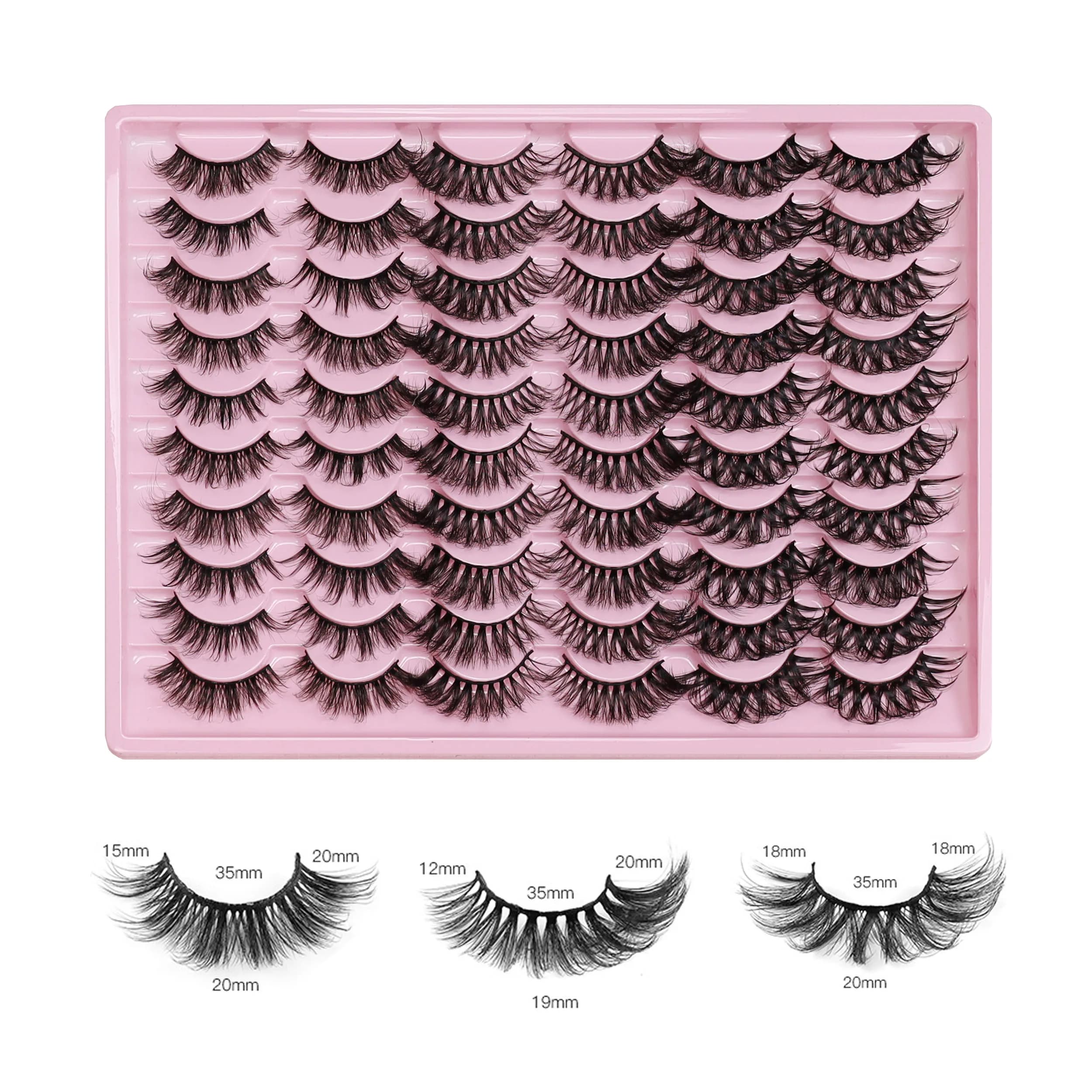 30 pairs of luxurious soft false eyelashes - cat eyes effect 3D 5D - natural and dense artificial mink - hypoallergenic, reusable