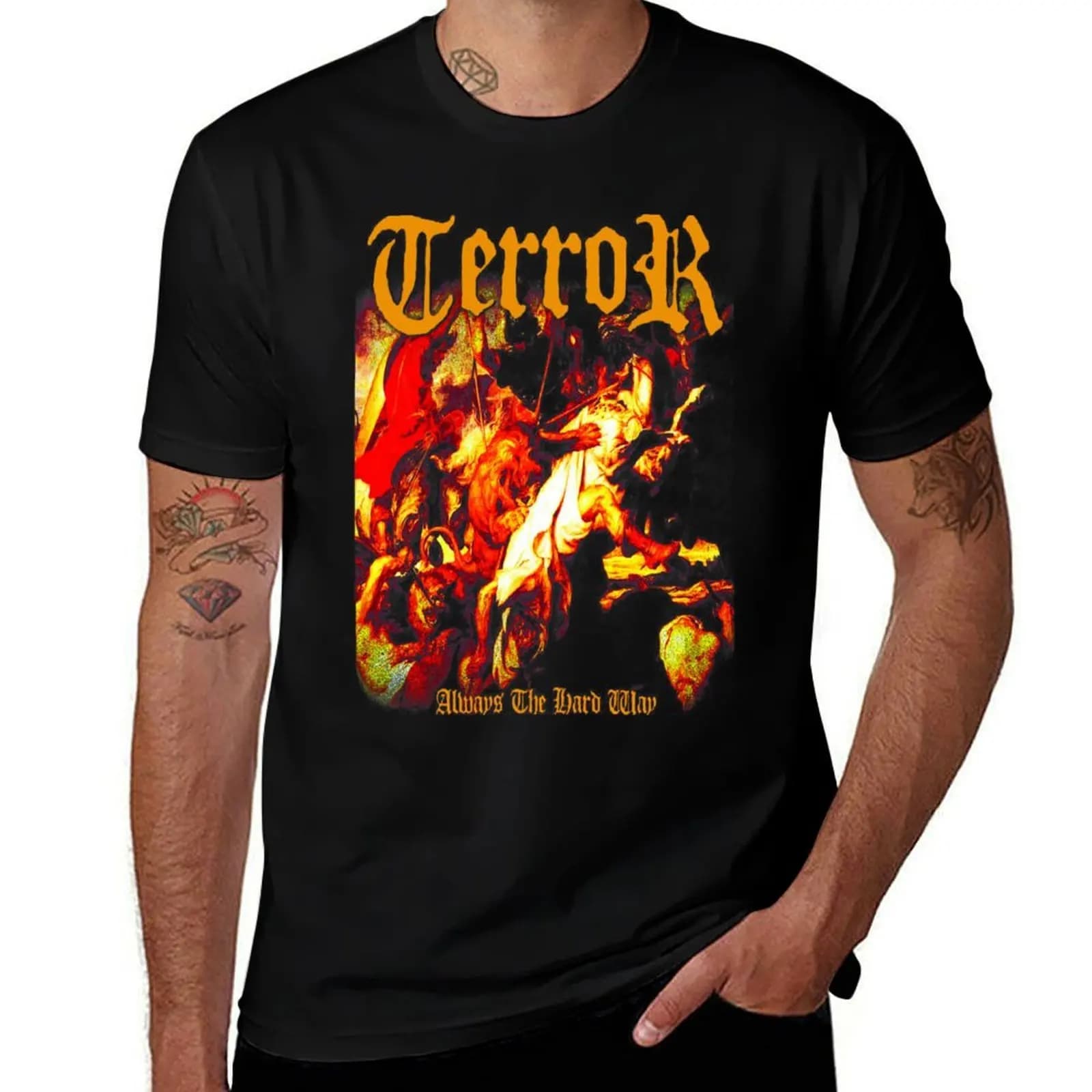 T-shirt Terror Band, maglietta casual resistente alle macchie