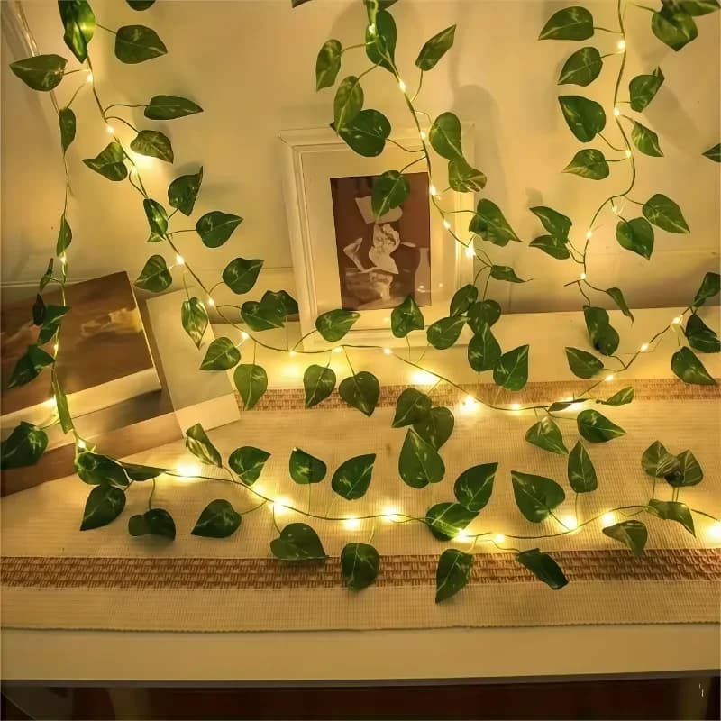 Luci a LED a Forma di Foglie Verdi, Alimentate a Batteria, per Decorazione di Pareti, Stanze, Uffici, Compleanni, Casa, Camera da Letto, Halloween e Natale