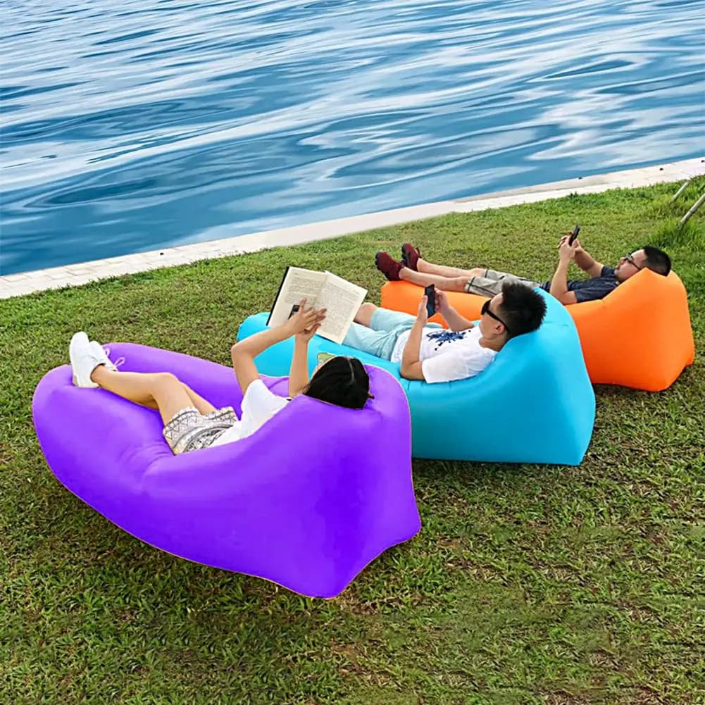 Inflatable Cot Air Sofa Sleeping Bag Camping Beach Air Mat Water-proof Sofa Inflatable Pivot Sofa for Picnic