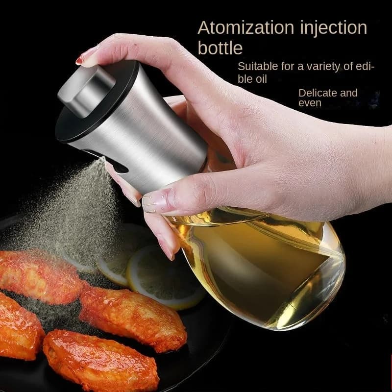 Spruzzino per olio da cucina, bottiglia spray multifunzione per barbecue, friggitrice ad aria, in vetro, ad alta pressione, per cottura al forno