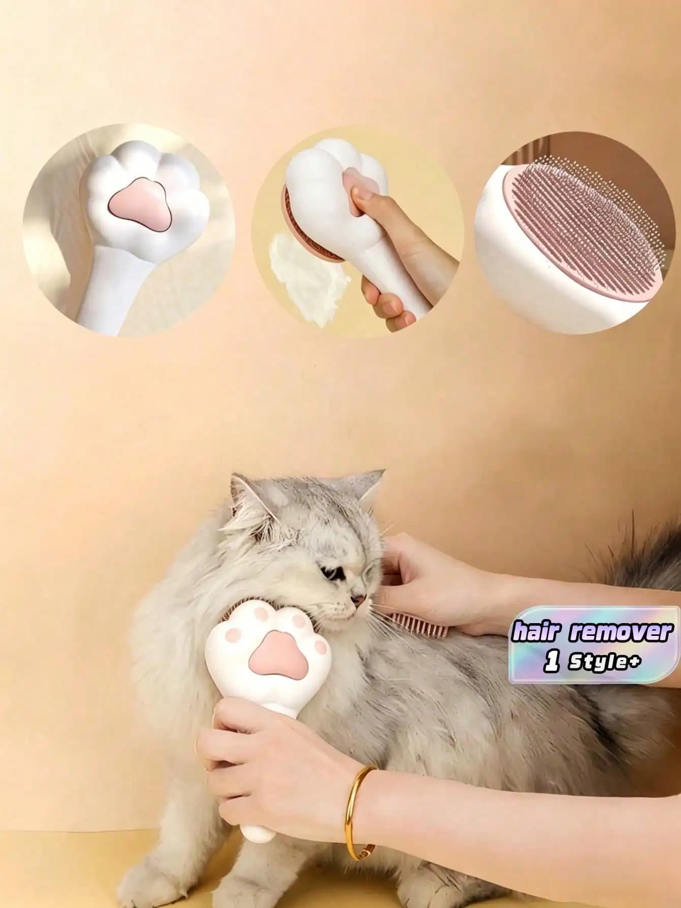Cat Deshedding Brush & Massage Comb 2-In-1 - Cute Claw Design Grooming Tool, Ergonomic Pet Hair Remover For Shedding Control, Gentle Grooming, Stress Relief, At-Home Spa, Kitty Bonding Essential