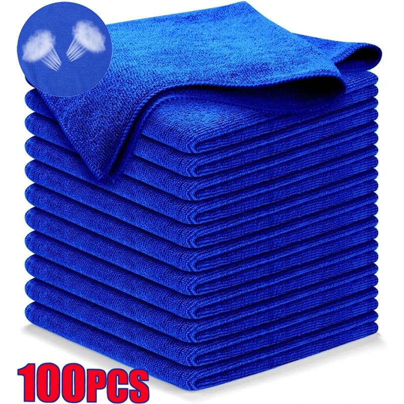 50/100PCS Autolavaggio Asciugamano per pulizia in microfibra Blu Panno per asciugatura Dettagli Pulizia Lucidatura Spolverino Cucina Accessori per la casa