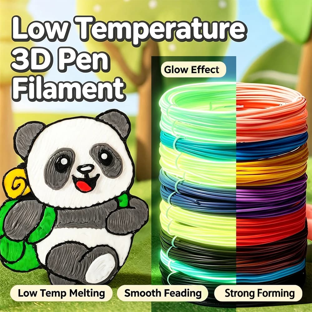 40 Colors Glow-in-the-Dark PLA 3D Pen Filament 1.75mm, 10m/33ft Each, STEM Educational Gift for Kids
