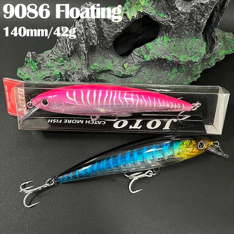 Esche Artificiali Galleggianti da 140mm 41g, Esche Laser per Pesca in Acqua Salata, Wobbler UV per Lanci Lunghi e Trolling