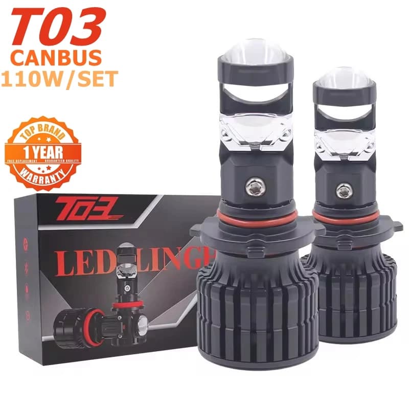 T03 proiettore per auto 110W H4 Mini Car Led Light H4 H7 Proyector H4 H7 H8 9005 9006 obiettivo 360 gradi Canbu H11 faro a Led