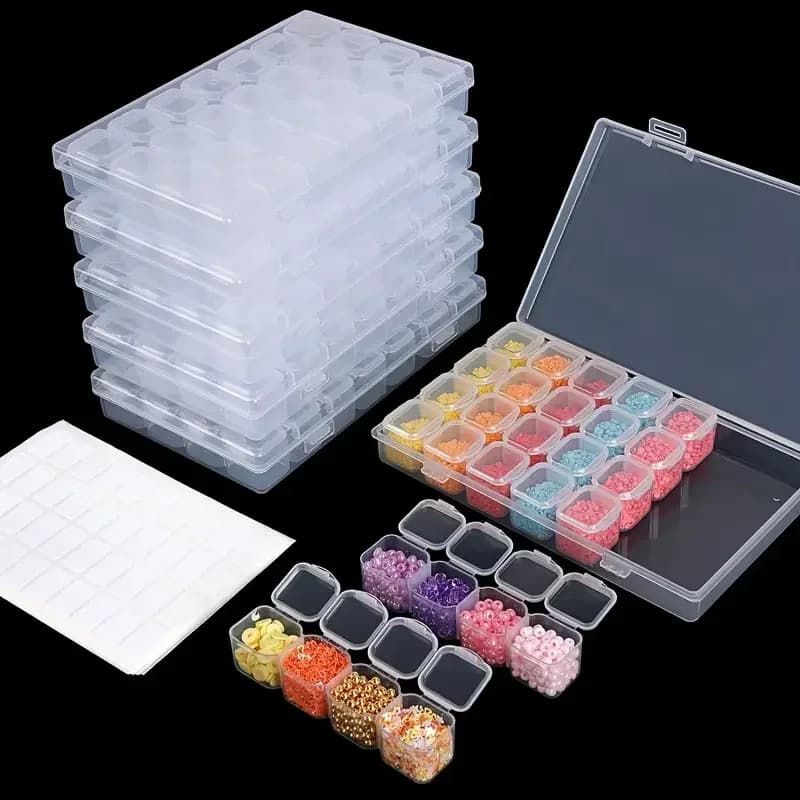 Scatola portaoggetti per pittura con diamanti a 28 scomparti, contenitore per accessori per ricamo e pittura con diamanti